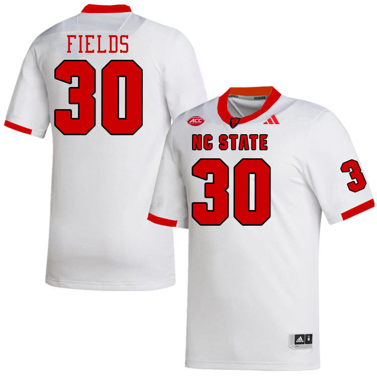 Men #30 Coleson Fields NC State Wolfpack College Football Jerseys Stitched-White